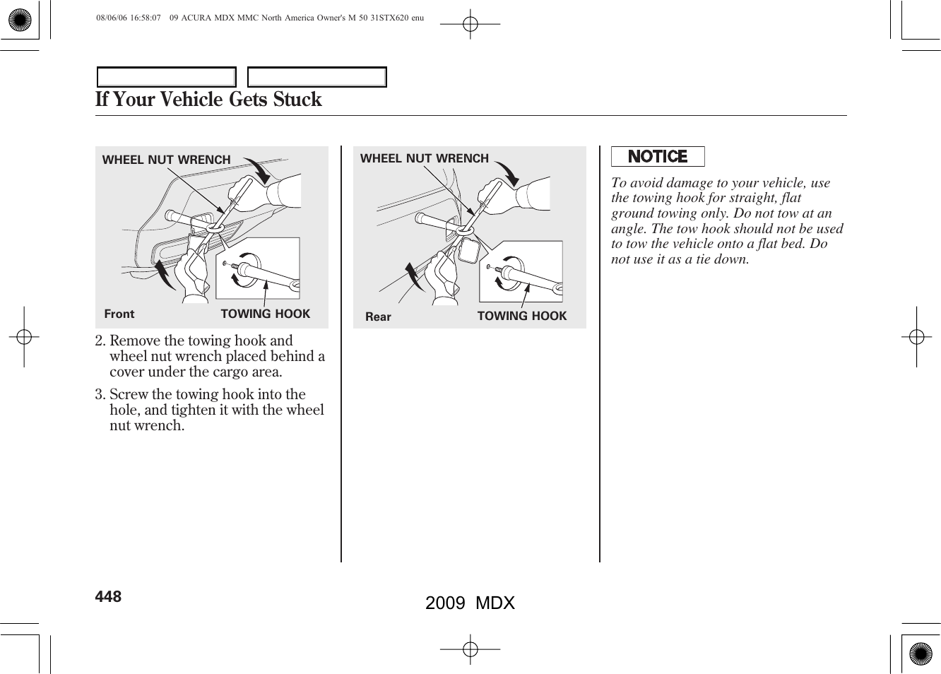 If your vehicle gets stuck, 2009 mdx | Acura 2009 MDX - Owner's Manual User Manual | Page 452 / 489