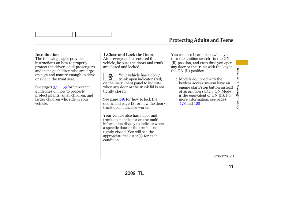 Protecting adults and teens | Acura 2009 TL - Owner's Manual User Manual | Page 14 / 648