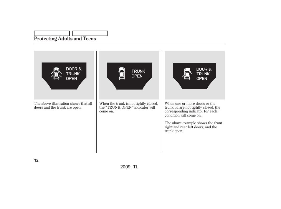 Protecting adults and teens | Acura 2009 TL - Owner's Manual User Manual | Page 15 / 648