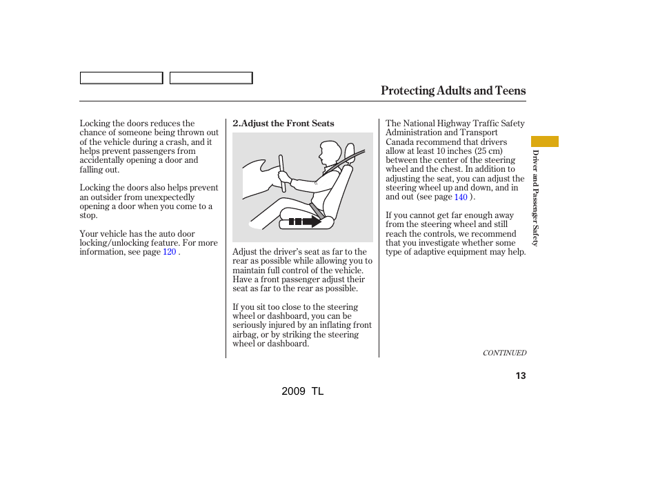 Protecting adults and teens | Acura 2009 TL - Owner's Manual User Manual | Page 16 / 648