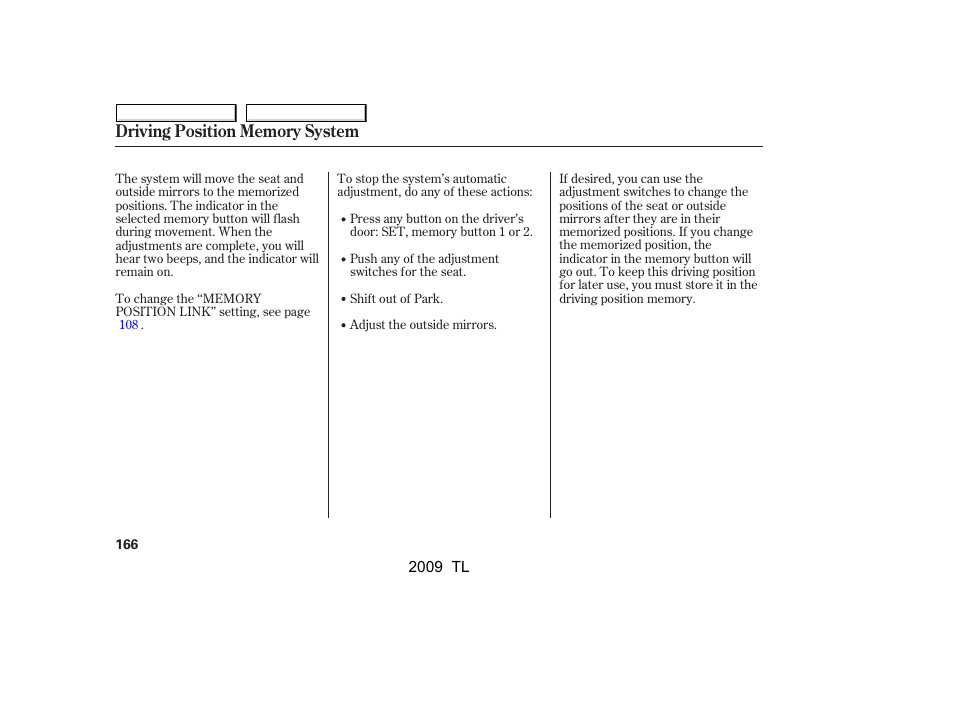 Acura 2009 TL - Owner's Manual User Manual | Page 169 / 648