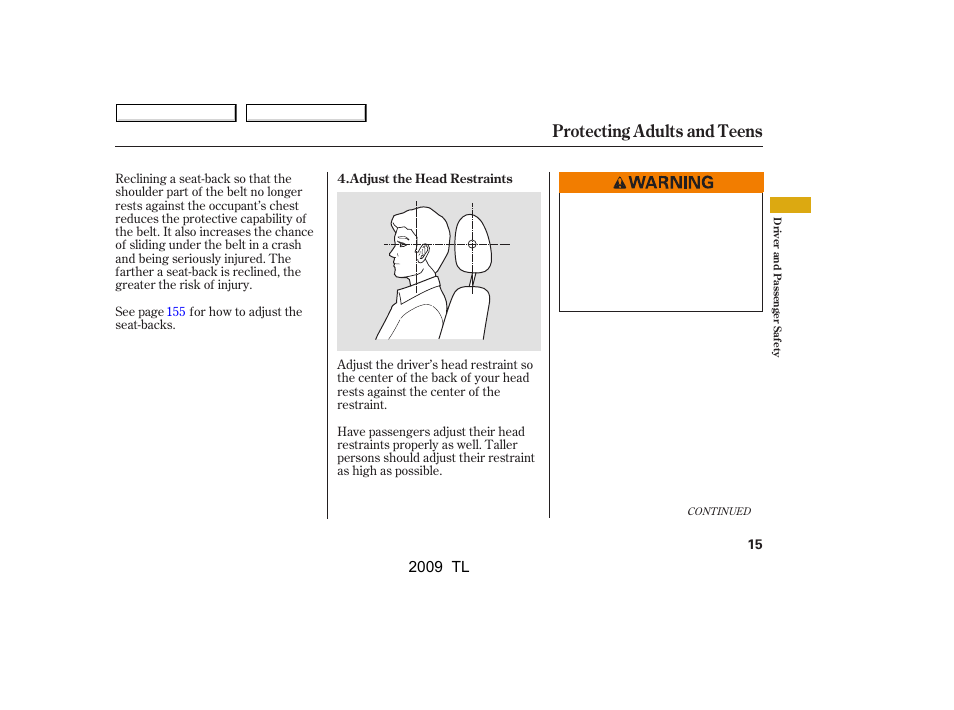 Protecting adults and teens, 2009 tl | Acura 2009 TL - Owner's Manual User Manual | Page 18 / 648