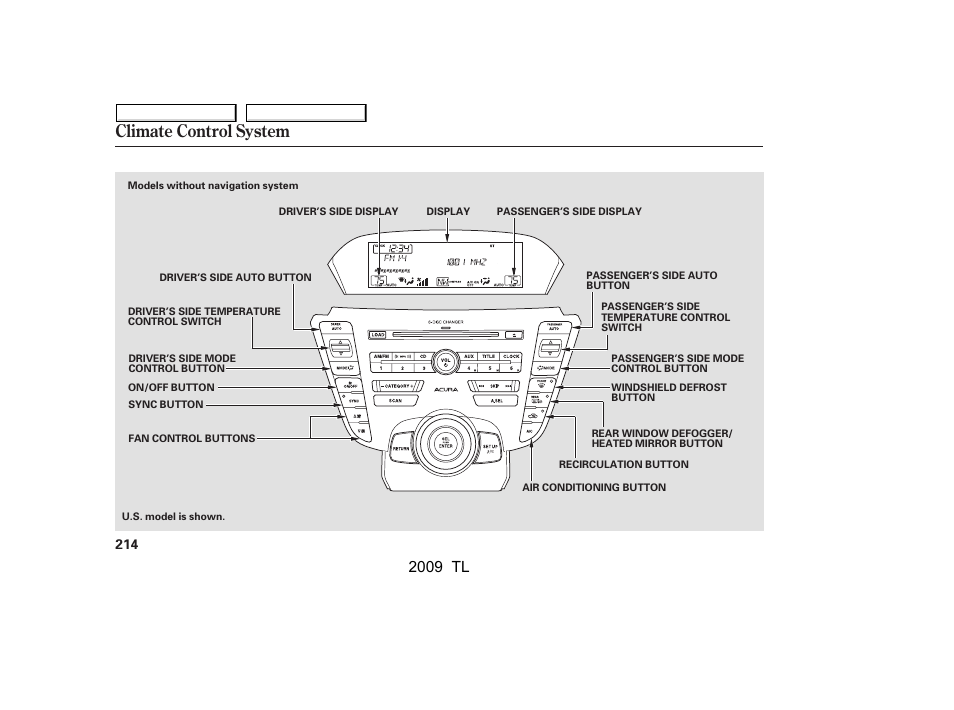 Climate control system, 2009 tl | Acura 2009 TL - Owner's Manual User Manual | Page 217 / 648