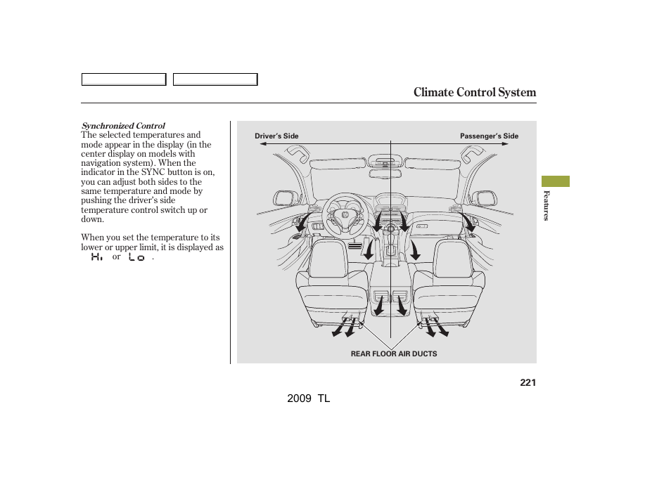 Climate control system, 2009 tl | Acura 2009 TL - Owner's Manual User Manual | Page 224 / 648