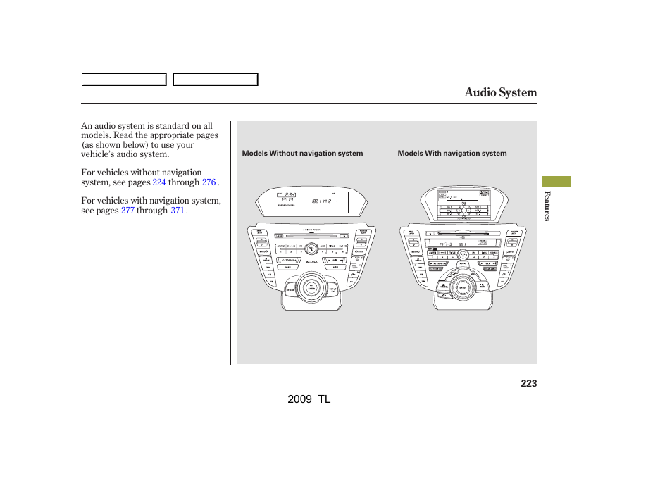 Audio system | Acura 2009 TL - Owner's Manual User Manual | Page 226 / 648