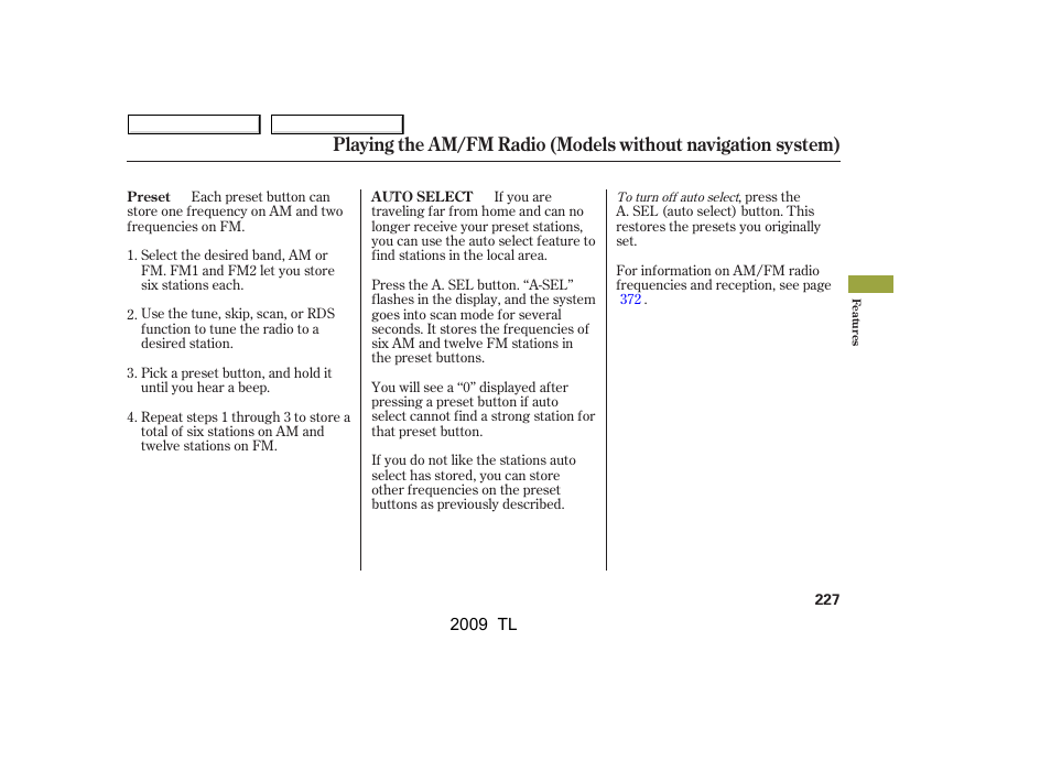 Acura 2009 TL - Owner's Manual User Manual | Page 230 / 648