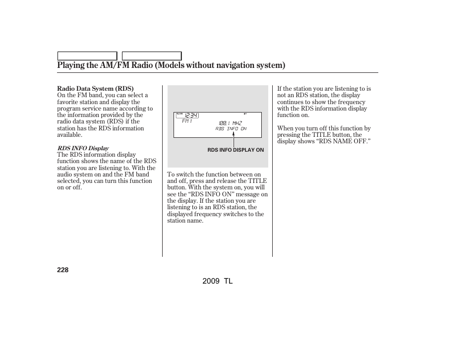 Acura 2009 TL - Owner's Manual User Manual | Page 231 / 648