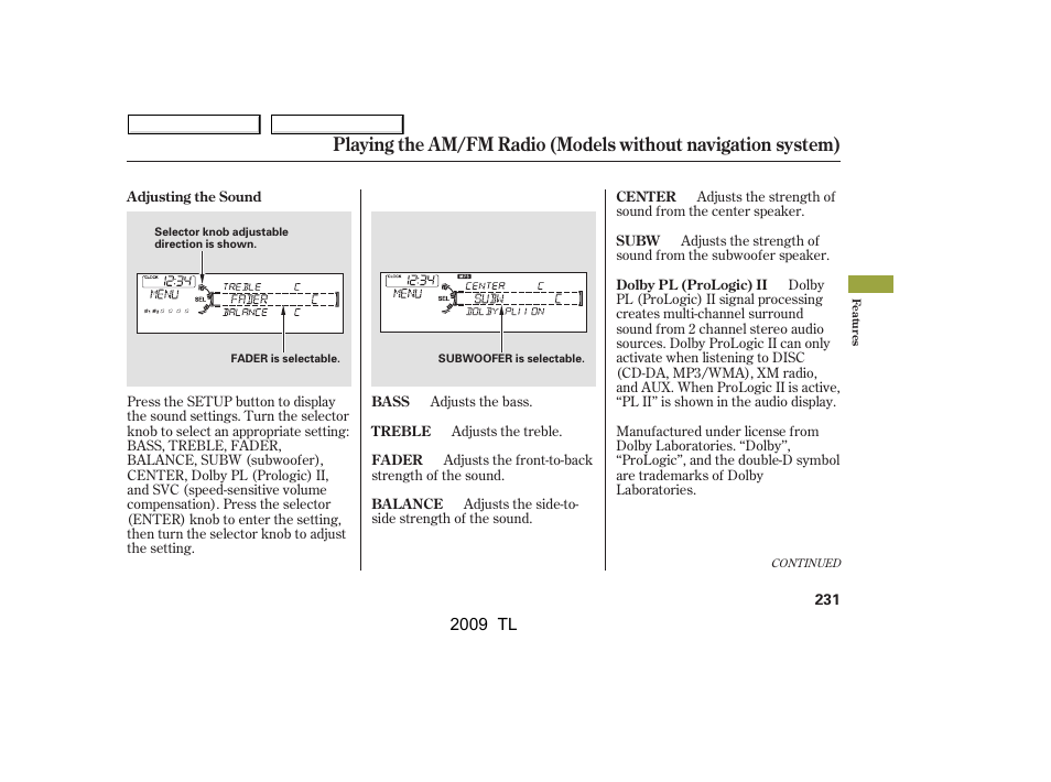 Acura 2009 TL - Owner's Manual User Manual | Page 234 / 648