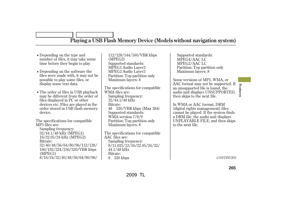 Acura 2009 TL - Owner's Manual User Manual | Page 268 / 648