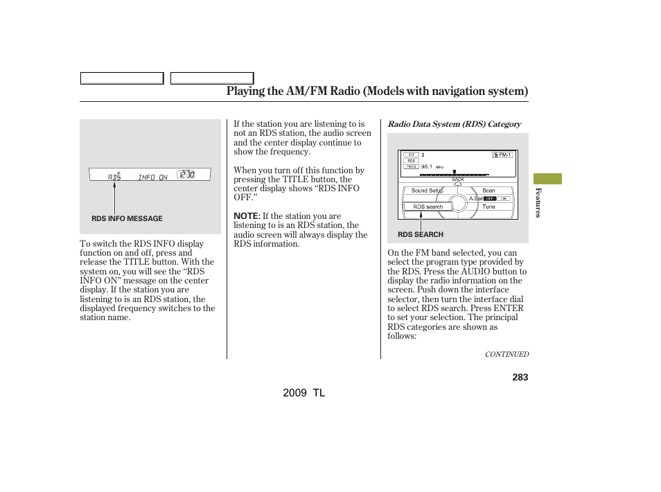 2009 tl | Acura 2009 TL - Owner's Manual User Manual | Page 286 / 648