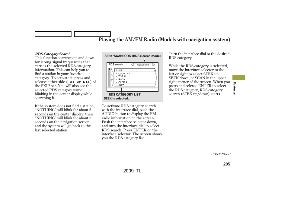 2009 tl | Acura 2009 TL - Owner's Manual User Manual | Page 288 / 648