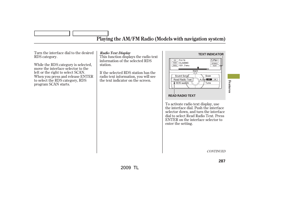 2009 tl | Acura 2009 TL - Owner's Manual User Manual | Page 290 / 648