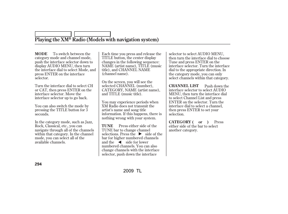 Acura 2009 TL - Owner's Manual User Manual | Page 297 / 648