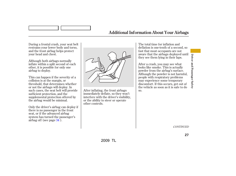 Additional information about your airbags, 2009 tl | Acura 2009 TL - Owner's Manual User Manual | Page 30 / 648