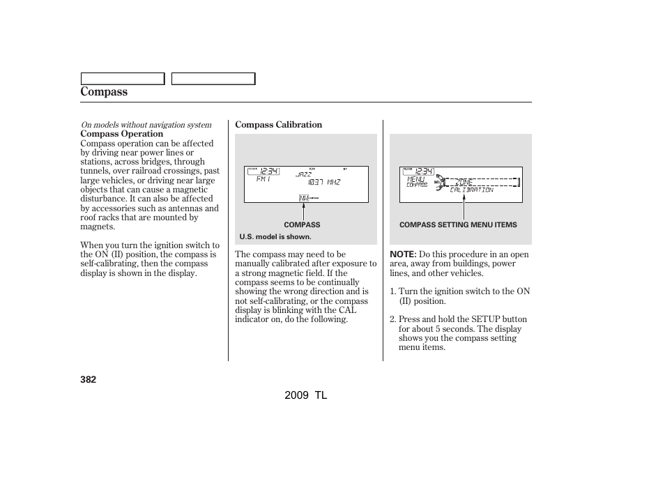 Compass | Acura 2009 TL - Owner's Manual User Manual | Page 385 / 648