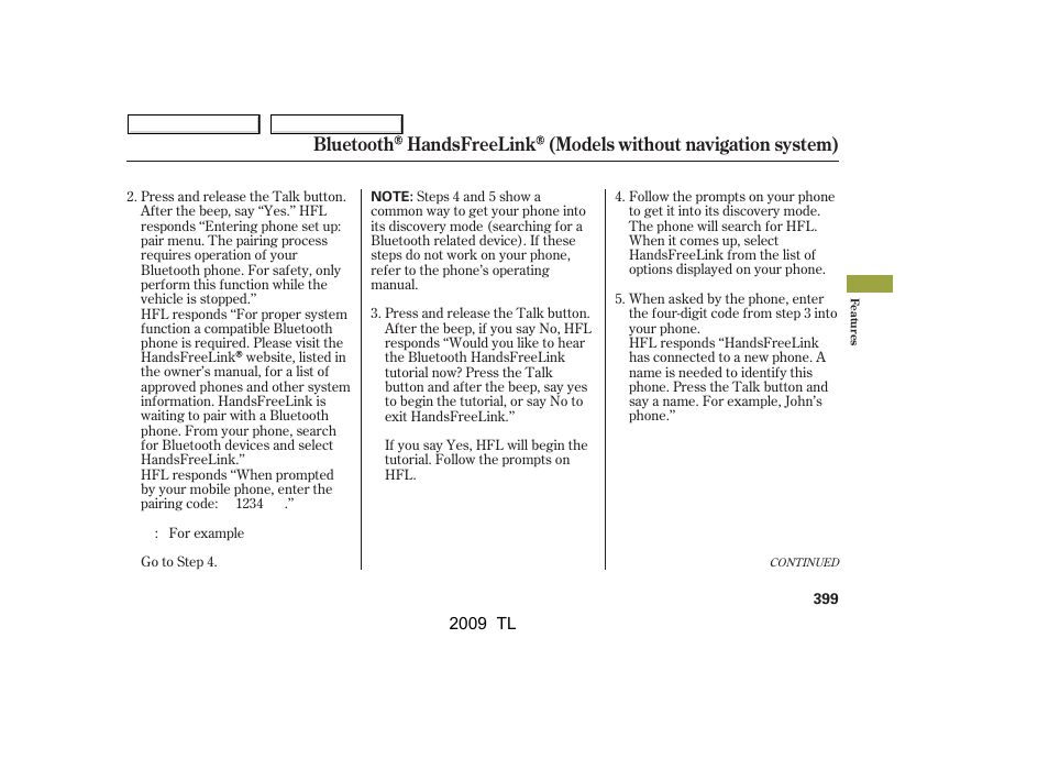 Acura 2009 TL - Owner's Manual User Manual | Page 402 / 648