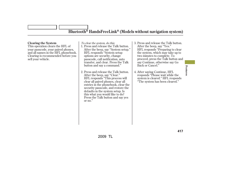 Acura 2009 TL - Owner's Manual User Manual | Page 420 / 648