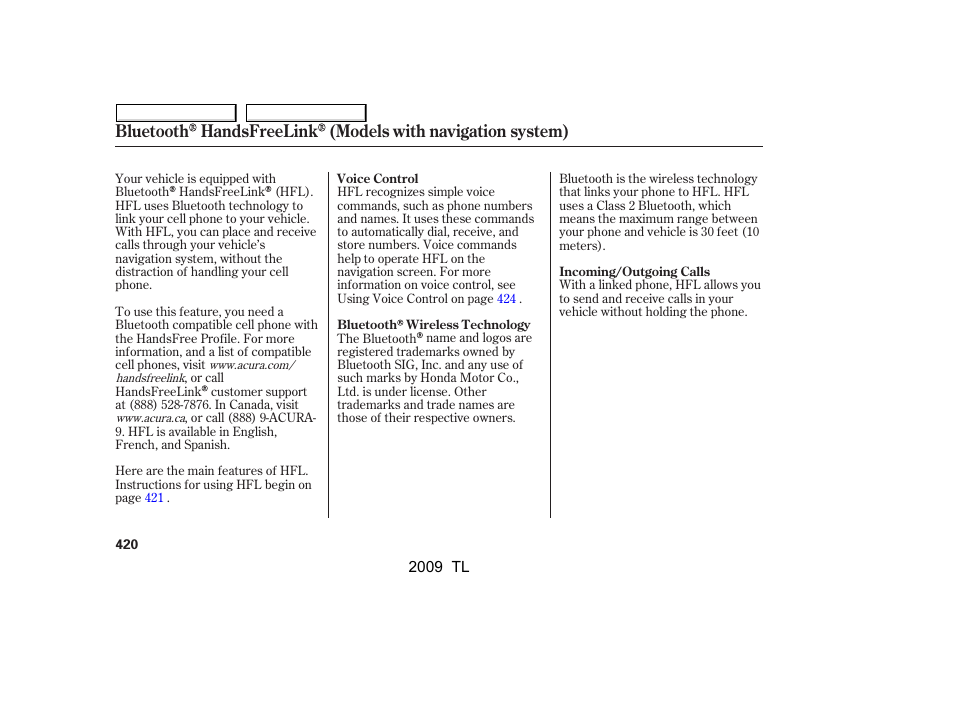 Acura 2009 TL - Owner's Manual User Manual | Page 423 / 648
