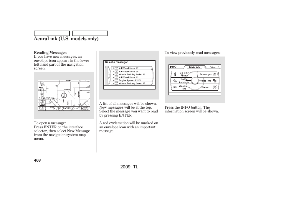 Acuralink (u.s. models only) | Acura 2009 TL - Owner's Manual User Manual | Page 471 / 648