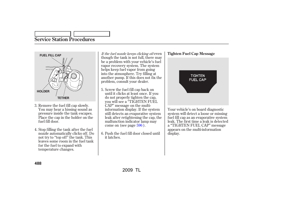 Service station procedures | Acura 2009 TL - Owner's Manual User Manual | Page 491 / 648