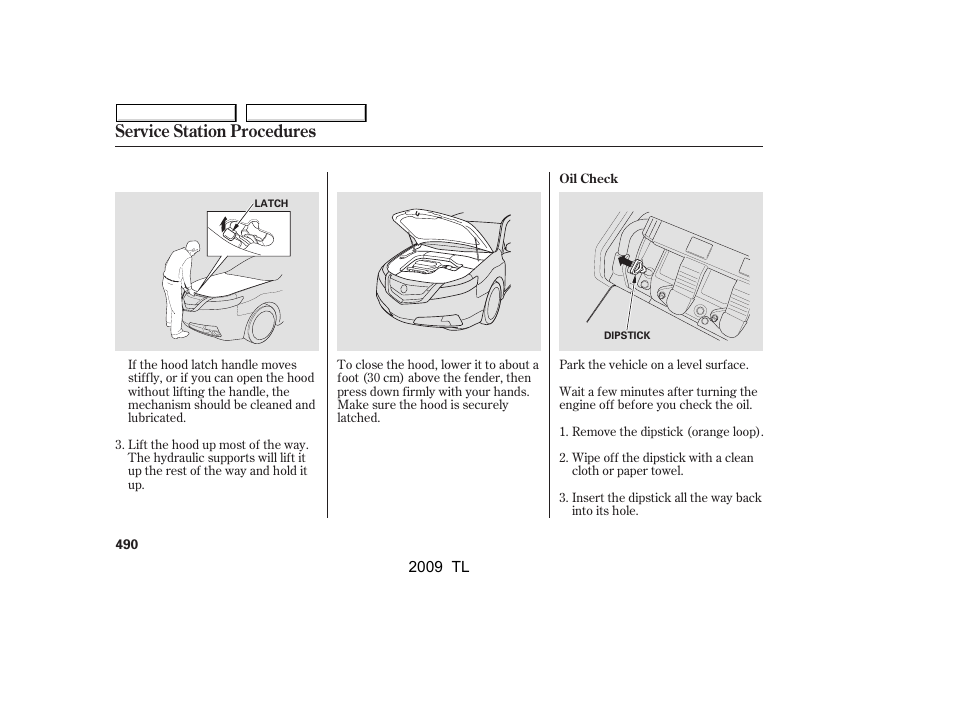 Service station procedures | Acura 2009 TL - Owner's Manual User Manual | Page 493 / 648
