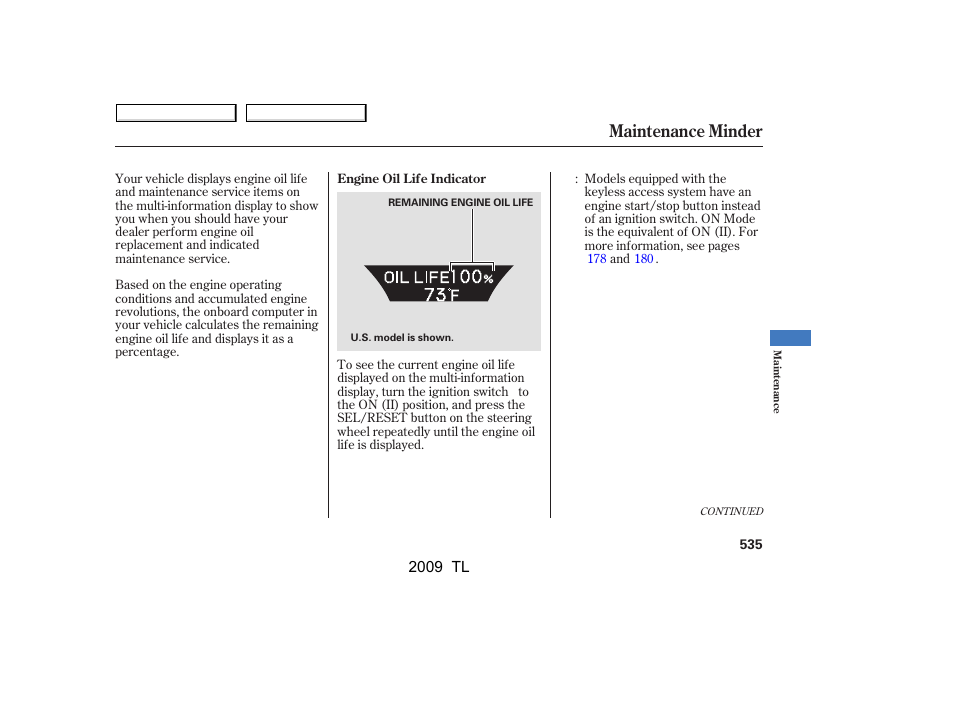 Maintenance minder | Acura 2009 TL - Owner's Manual User Manual | Page 538 / 648