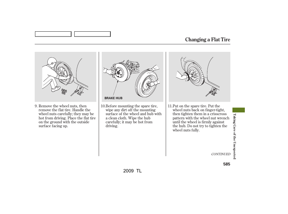Changing a flat tire, 2009 tl | Acura 2009 TL - Owner's Manual User Manual | Page 588 / 648
