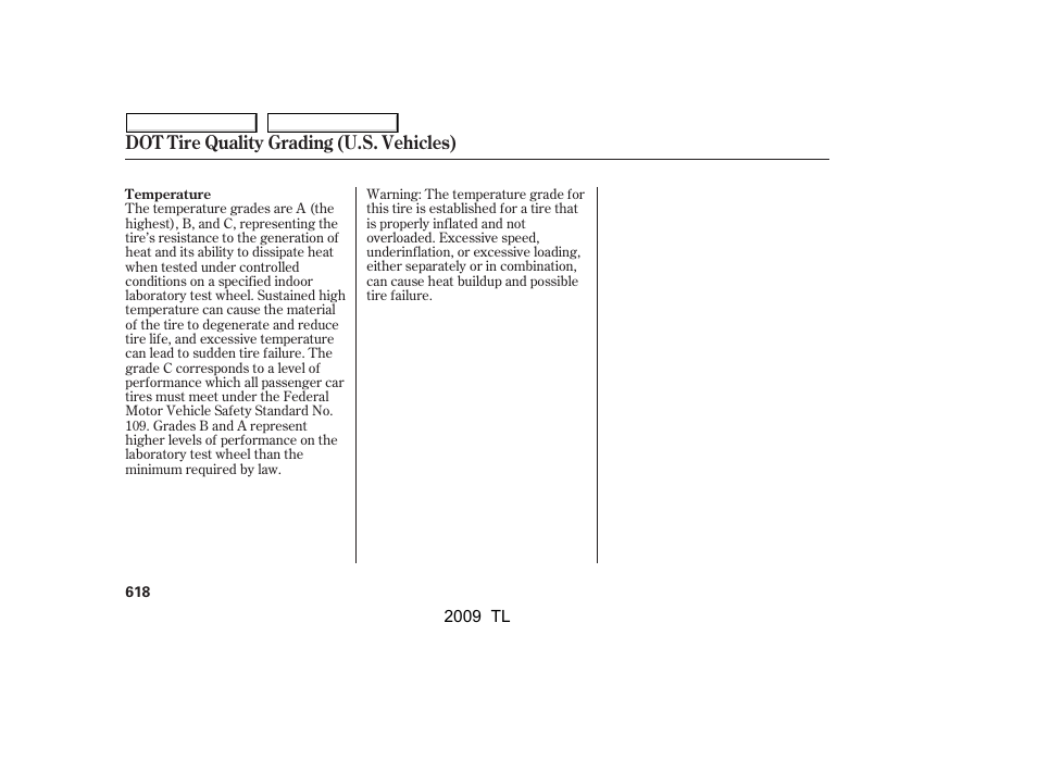 Dot tire quality grading (u.s. vehicles) | Acura 2009 TL - Owner's Manual User Manual | Page 621 / 648