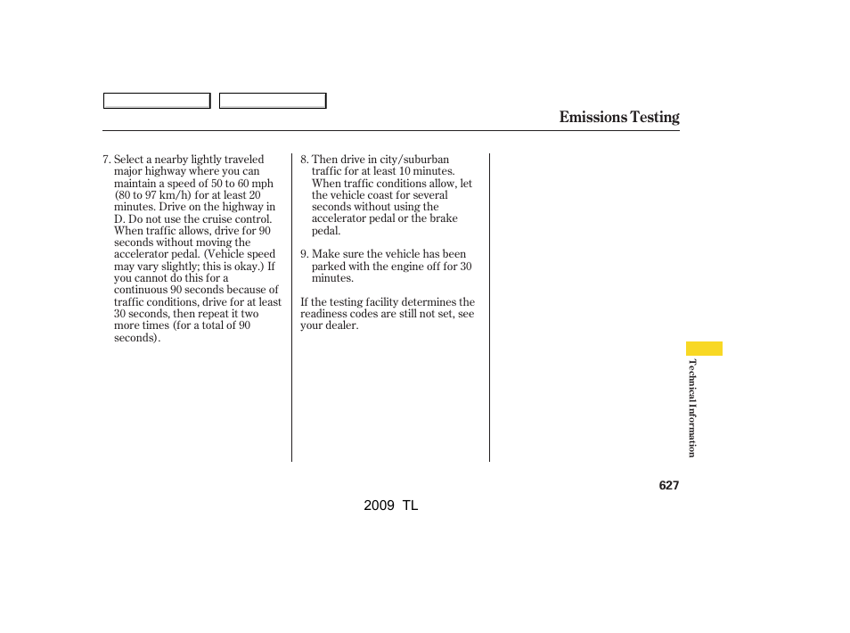 Emissions testing | Acura 2009 TL - Owner's Manual User Manual | Page 630 / 648