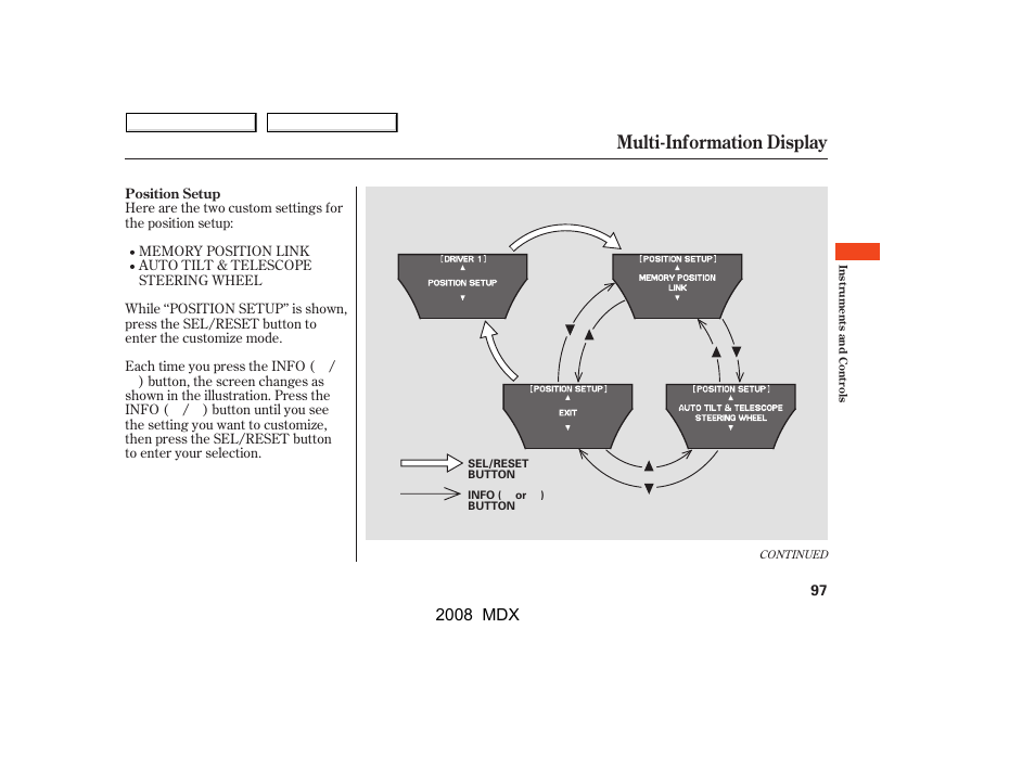 Multi-information display, 2008 mdx | Acura 2008 MDX - Owner's Manual User Manual | Page 101 / 489