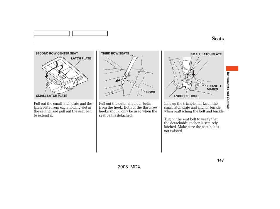 Seats, 2008 mdx | Acura 2008 MDX - Owner's Manual User Manual | Page 151 / 489