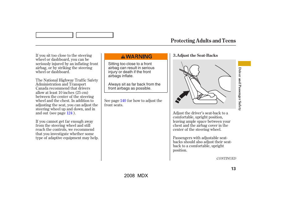 Protecting adults and teens | Acura 2008 MDX - Owner's Manual User Manual | Page 17 / 489