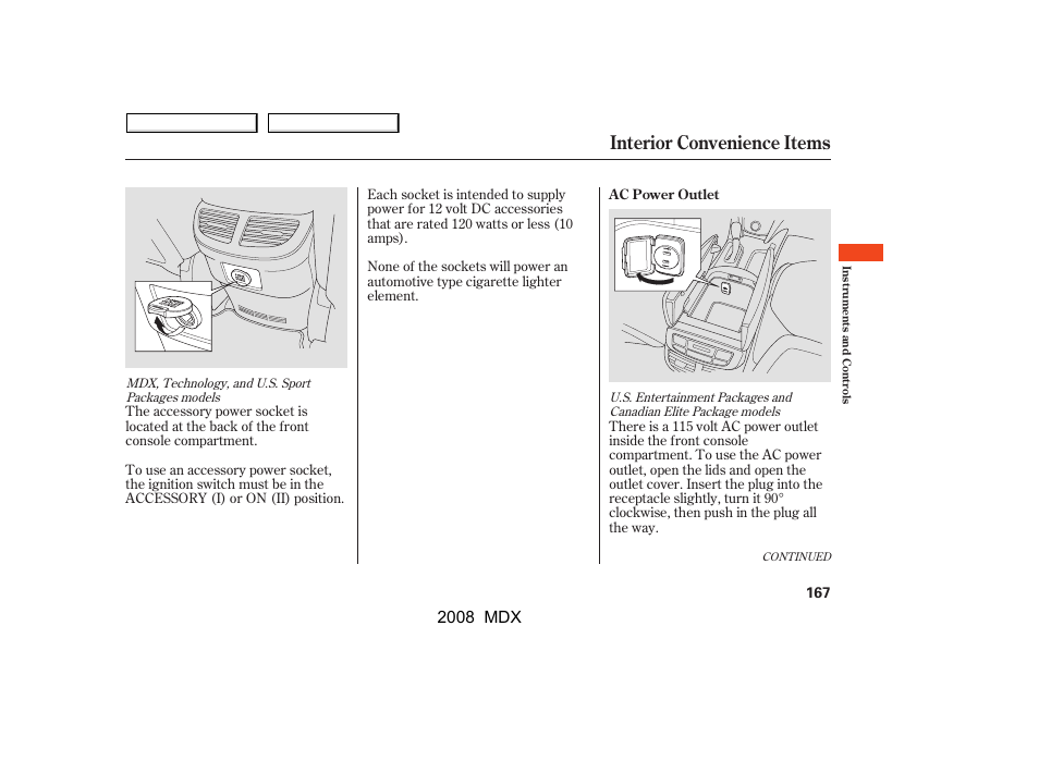 Interior convenience items | Acura 2008 MDX - Owner's Manual User Manual | Page 171 / 489