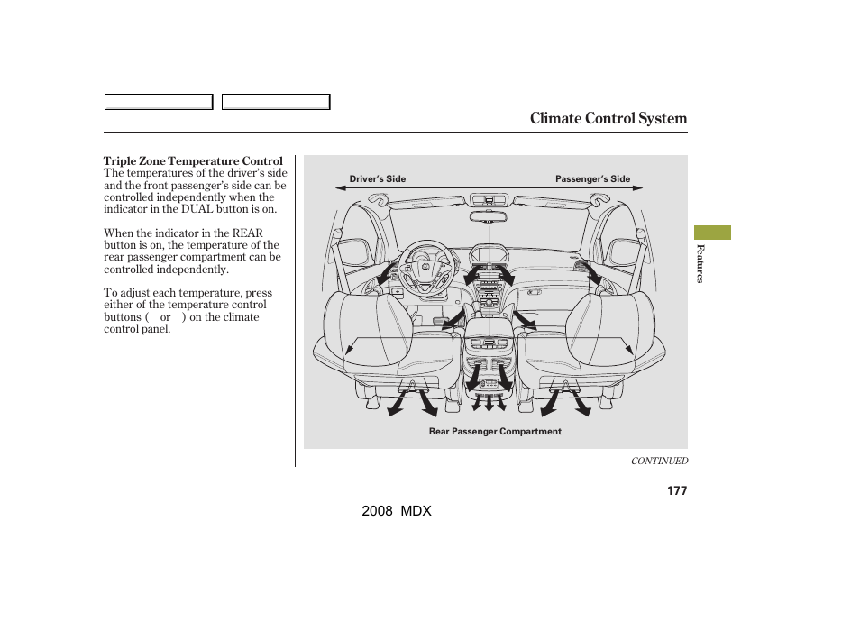 Climate control system | Acura 2008 MDX - Owner's Manual User Manual | Page 181 / 489