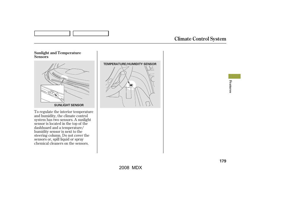 Climate control system | Acura 2008 MDX - Owner's Manual User Manual | Page 183 / 489