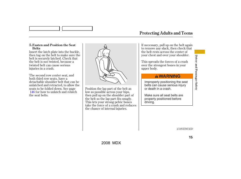 Protecting adults and teens | Acura 2008 MDX - Owner's Manual User Manual | Page 19 / 489