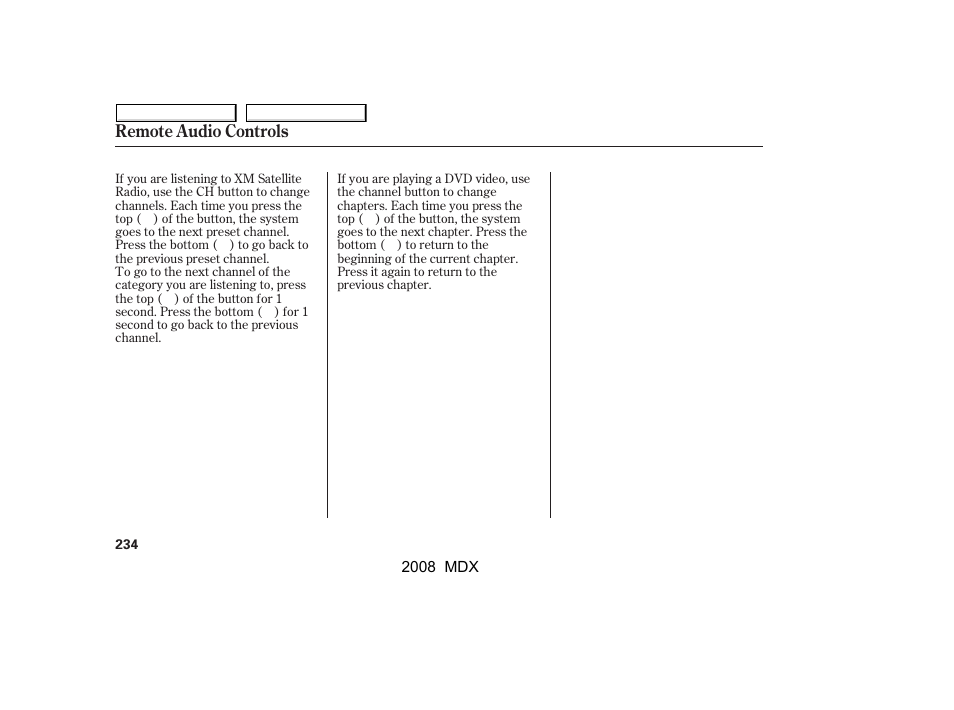 Remote audio controls | Acura 2008 MDX - Owner's Manual User Manual | Page 238 / 489