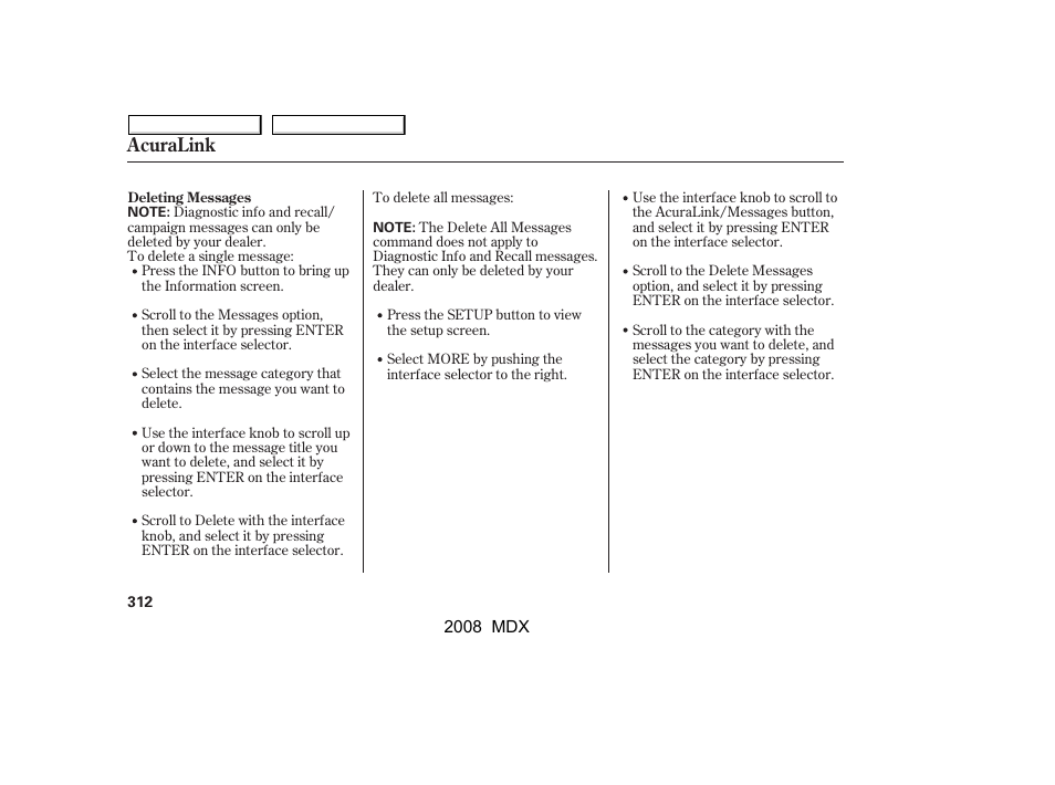 Acuralink | Acura 2008 MDX - Owner's Manual User Manual | Page 316 / 489