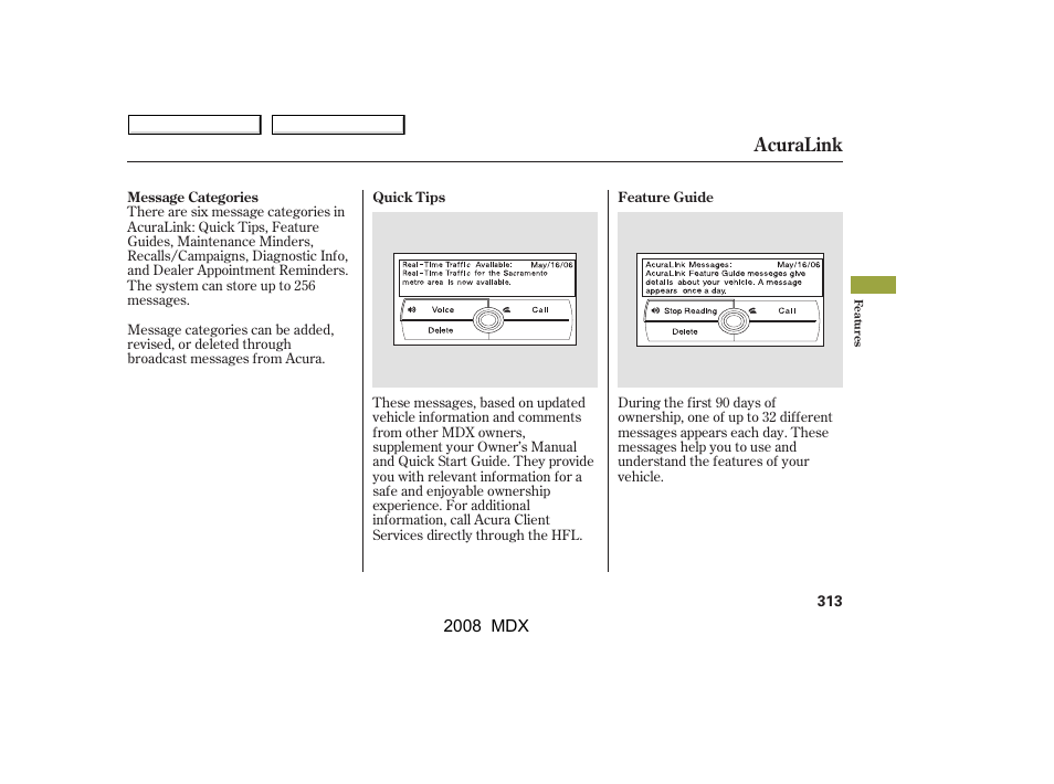 Acuralink | Acura 2008 MDX - Owner's Manual User Manual | Page 317 / 489