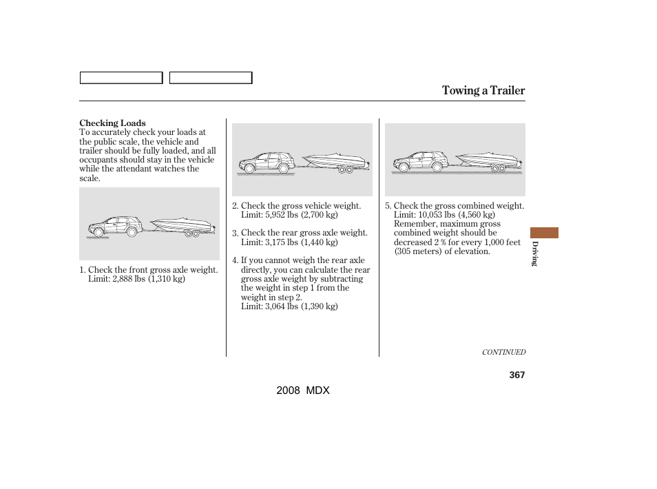 Towing a trailer | Acura 2008 MDX - Owner's Manual User Manual | Page 371 / 489