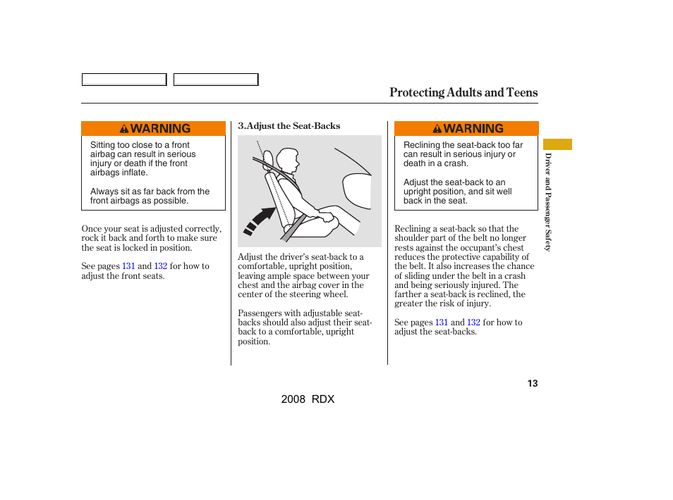 Protecting adults and teens | Acura 2008 RDX - Owner's Manual User Manual | Page 17 / 433