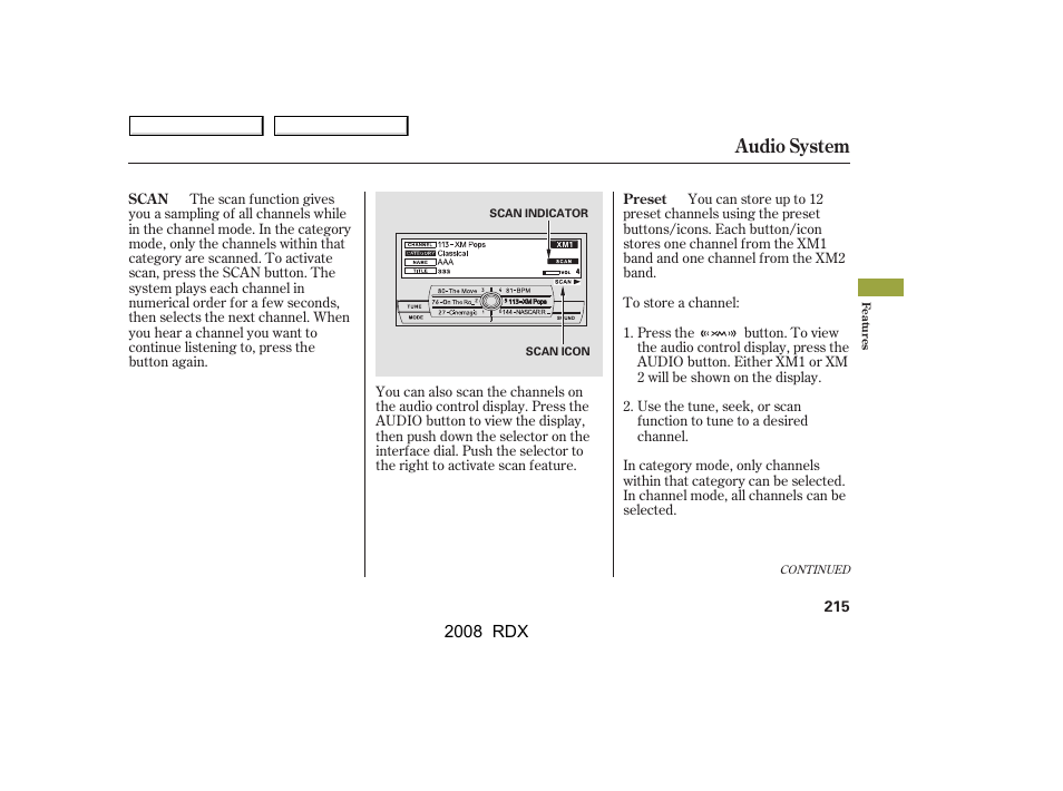 Audio system | Acura 2008 RDX - Owner's Manual User Manual | Page 219 / 433