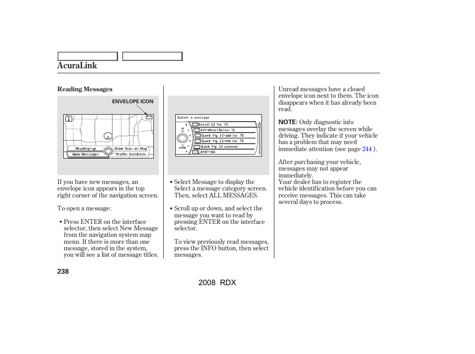 Acuralink | Acura 2008 RDX - Owner's Manual User Manual | Page 242 / 433