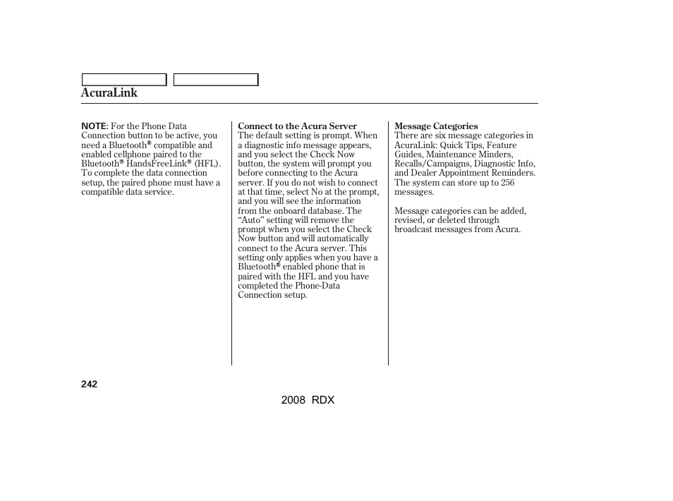 Acuralink | Acura 2008 RDX - Owner's Manual User Manual | Page 246 / 433