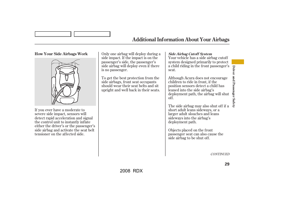 Additional information about your airbags, 2008 rdx | Acura 2008 RDX - Owner's Manual User Manual | Page 33 / 433
