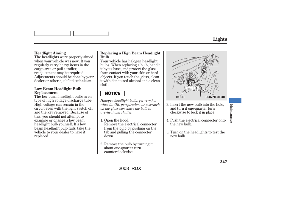 Lights | Acura 2008 RDX - Owner's Manual User Manual | Page 351 / 433