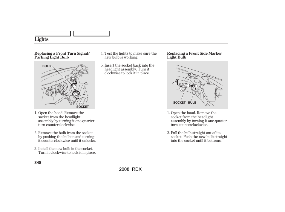 Lights | Acura 2008 RDX - Owner's Manual User Manual | Page 352 / 433