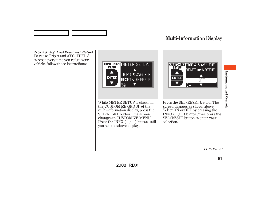 Multi-information display, 2008 rdx | Acura 2008 RDX - Owner's Manual User Manual | Page 95 / 433