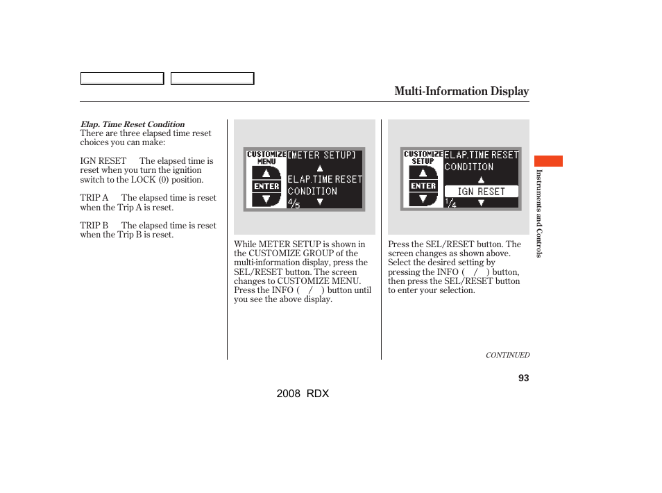 Multi-information display, 2008 rdx | Acura 2008 RDX - Owner's Manual User Manual | Page 97 / 433