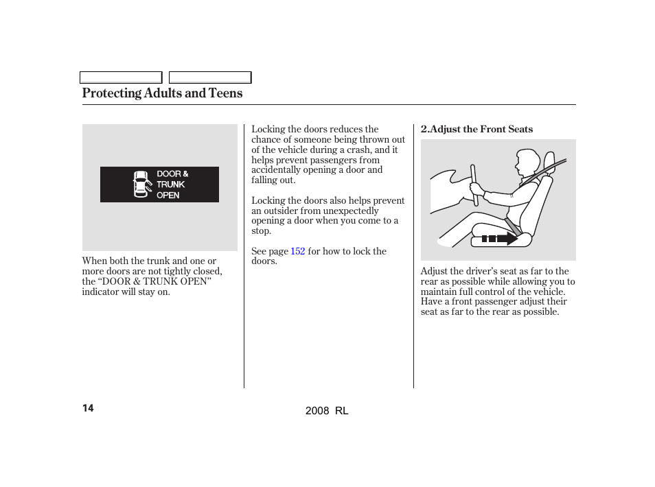 Protecting adults and teens | Acura 2008 RL - Owner's Manual User Manual | Page 17 / 500